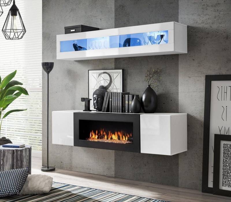 Xlmoebel Wohnwand Luxus Wohnmöbel Set Weiß Hängendes Sideboard Wohnzimmer Modern, (3-St., 1x Wohnwand + 1x Sideboard + 1x Wandschrank), Hergestellt in Europa von Xlmoebel