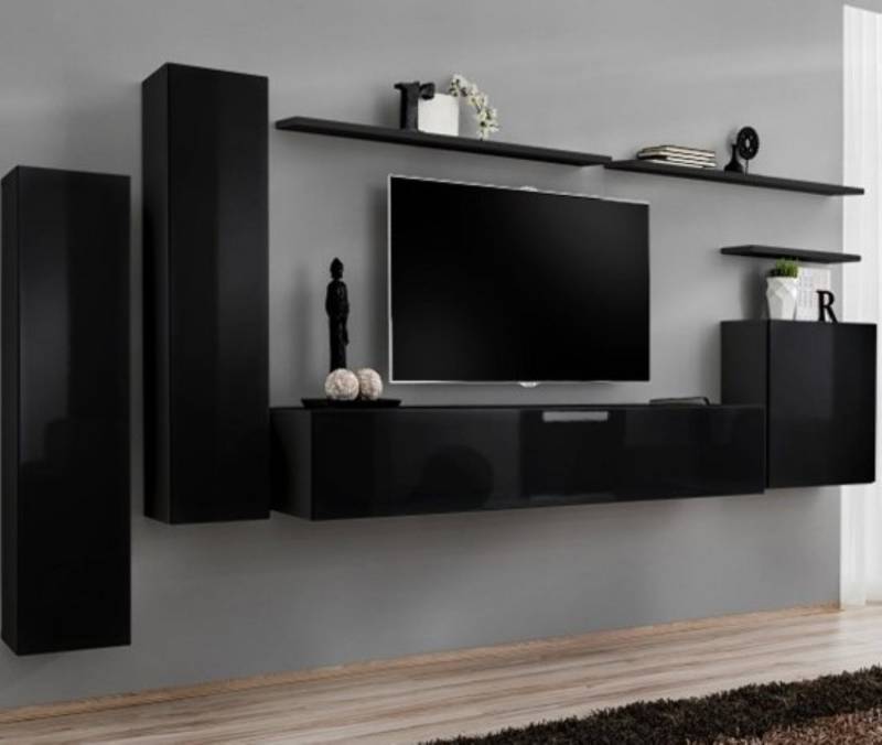 Xlmoebel Wohnwand Luxus Wohnzimmer Möbeldesign Set komplett für Wohnwand, (7-St., 1x Wohnwand + 1x TV Ständer + 3x Wandschrank + 3x Wandregal), Hergestellt in Europa von Xlmoebel