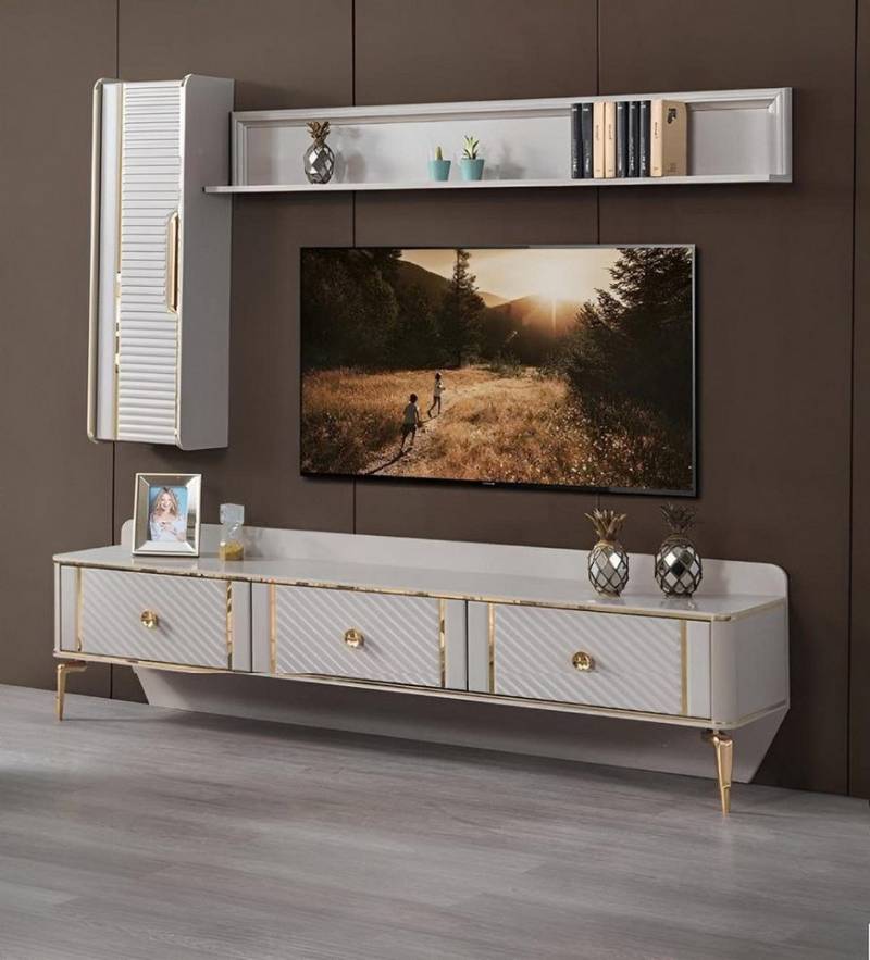 Xlmoebel Wohnzimmer-Set Modernes 3-teiliges Wohnzimmer-Set aus Holz mit Wandschrank Regal, (3-St., 3tlg. Wohnzimmer set (TVStänder+Wandschrank+Regal), Hergestellt in Europa von Xlmoebel