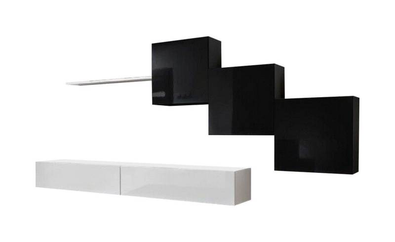 Xlmoebel Wohnzimmer-Set Modular Designer Wohnbereich 3x Wandregale Weiß Kommode 6-teilig., (7-St., 1x Wohnwand + 2x TV Ständer + 3x Wandschrank + 1x Wandregal), Hergestellt in Europa von Xlmoebel