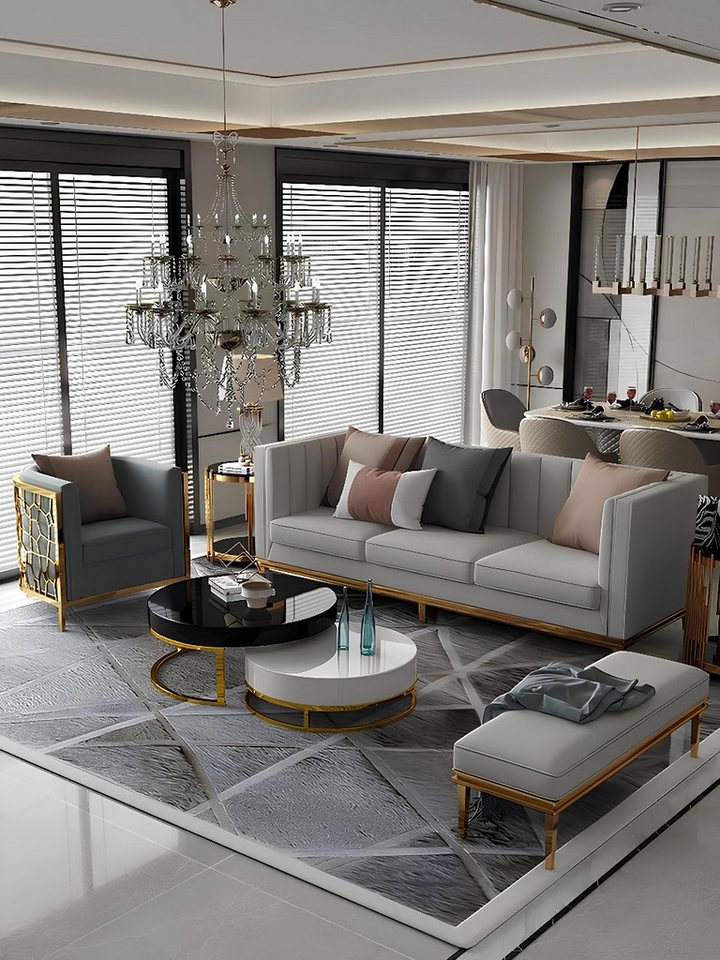 Xlmoebel Wohnzimmer-Set Neue Designer-Sofas aus Samt Chesterfield 3+1+1 Polstermöbel Set, (Sofa 3 Sitzer + 2x Sessel), Hergestellt in Europa von Xlmoebel