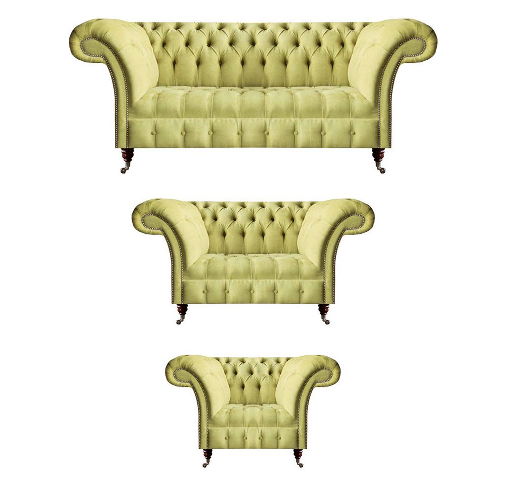 Xlmoebel Wohnzimmer-Set Neue Luxus-Sitzgruppe in Gelb für das Wohnzimmer mit Polsterstoff, (3-St., 3tlg Wohnzimmer Set (Sofa 3 + 2 Sitzer + Sessel), Hergestellt in Europa von Xlmoebel