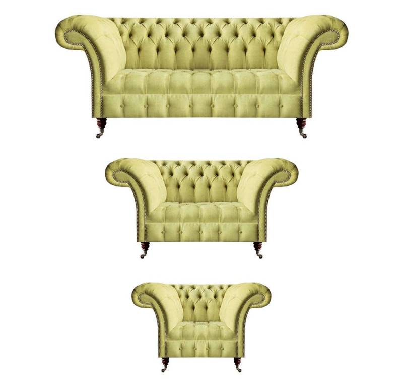 Xlmoebel Wohnzimmer-Set Neue Luxus-Sitzgruppe in Gelb für das Wohnzimmer mit Polsterstoff, (3-St., 3tlg Wohnzimmer Set (Sofa 3 + 2 Sitzer + Sessel), Hergestellt in Europa von Xlmoebel