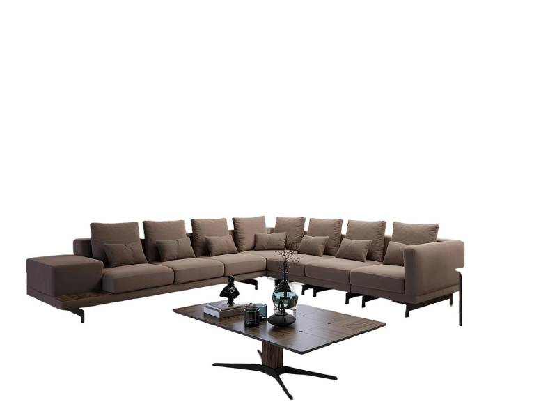 Xlmoebel Wohnzimmer-Set Neues exklusives Designer-Sofa in L-Form mit Holz-Couchtisch -, (3tlg Wohnzimmer Set (Ecksofa L-Form + Couchtisch + Beistelltisch), Hergestellt in Europa von Xlmoebel