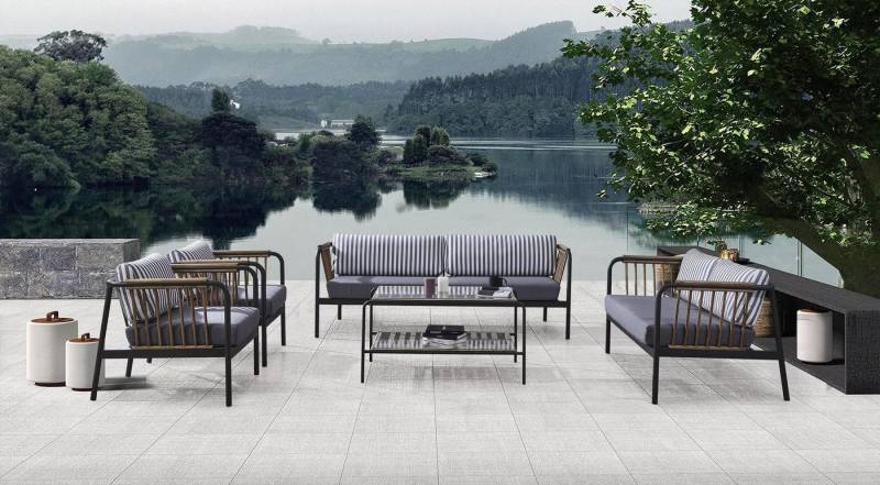 Xlmoebel Gartenlounge-Set Neues graues Luxus-Sofa-Set mit 3-Sitzer, 2-Sitzer und Sessel, (5-tlg., Set 5 tlg. (Sofa 3 + 2 Sitzer + 2x Sessel + Couchtisch), Hergestellt in Europa von Xlmoebel