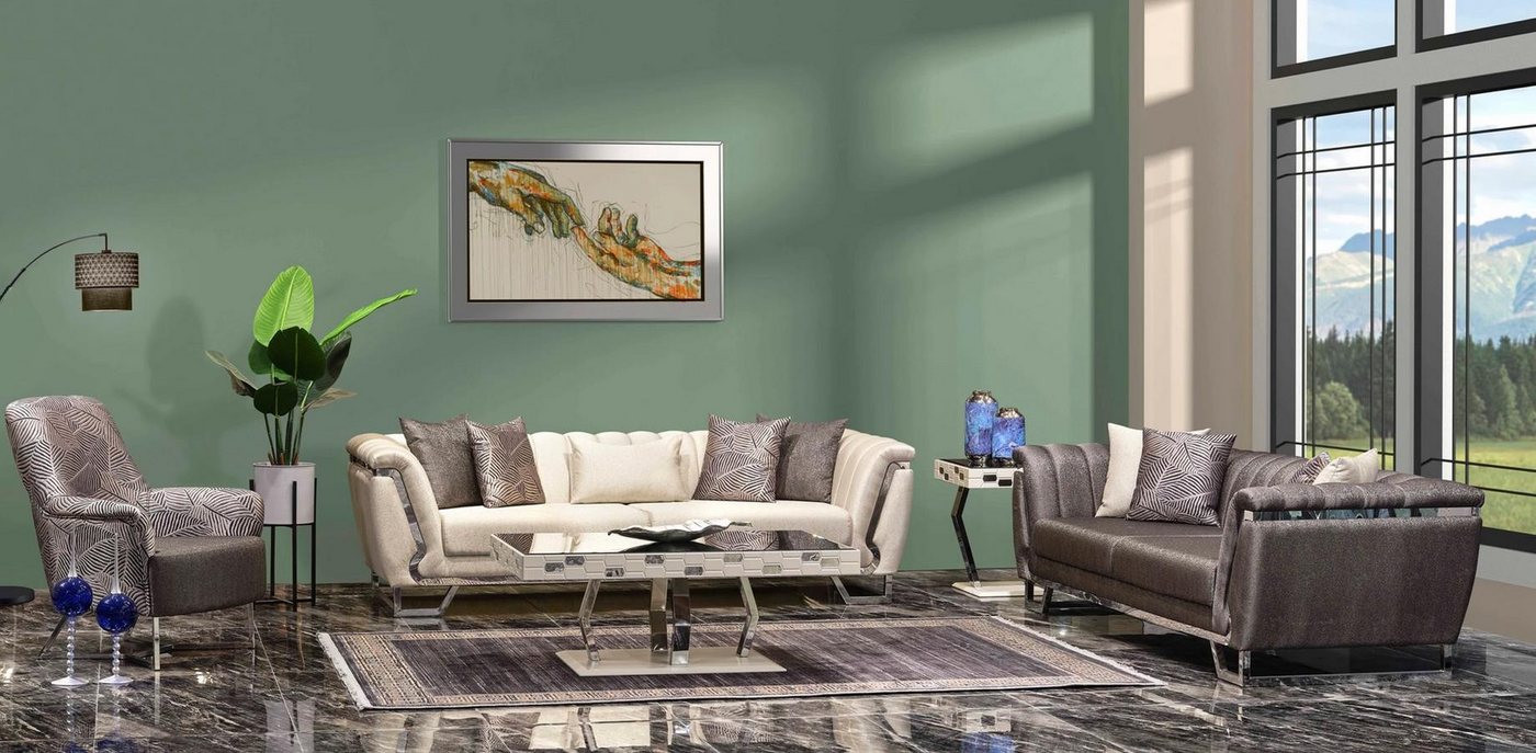 Xlmoebel Wohnzimmer-Set Neues modernes Design-Sofa-Set mit Luxus-Sitzgarnitur 3+3+1 Sitzer, (3-St., 3tlg. Wohnzimmer set (Sofagarnitur 3 + 3 + 1 Sitzer), Hergestellt in Europa von Xlmoebel
