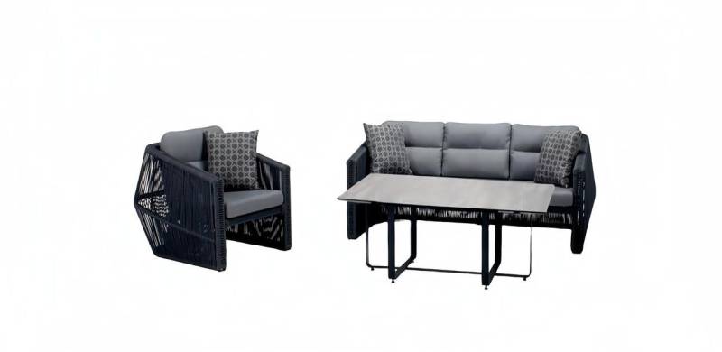 Xlmoebel Gartenlounge-Set Rattanmöbel Set Loungegarnitur Terrassenmöbel Gartenlounge Balkonmöbel, (3tlg Set(Sofa 3 Sitzer+Sessel+Couchtisch), Hergestellt in Europa von Xlmoebel