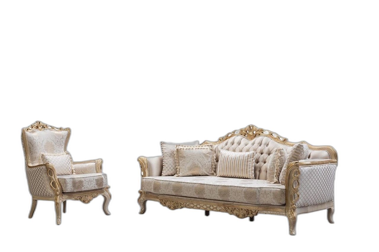 Xlmoebel Wohnzimmer-Set Royal Couch Ensemble Wohnraum Sitzmöbel Tisch Garnitur 3+1, (3-St., Sofa 3 Sitzer / Sessel / Couchtisch), Hergestellt in Europa von Xlmoebel