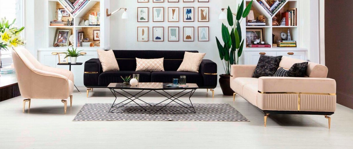 Xlmoebel Polstergarnitur Sitzensemble Komplettset Couch 3+3+1 Sitzmöbel Polsterstoff, (2x 3 Sitzer + Sessel), Hergestellt in Europa von Xlmoebel