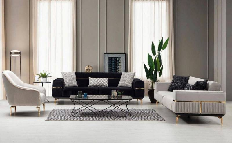 Xlmoebel Polstergarnitur Sitzensemble Komplettset Couch 3+3+1 Sitzmöbel Polsterstoff, (2x 3 Sitzer + Sessel), Hergestellt in Europa von Xlmoebel