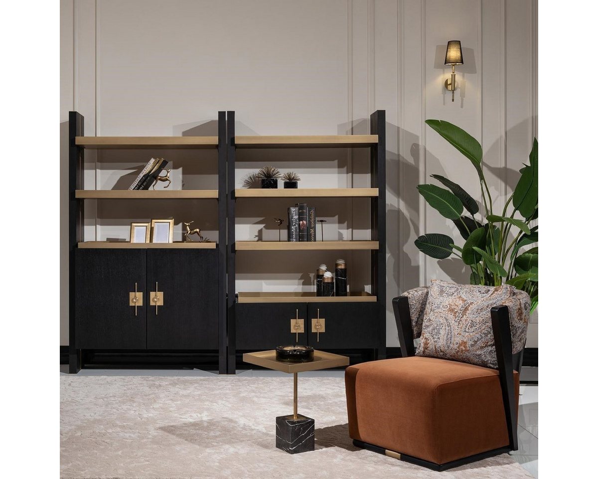 Xlmoebel Wohnwand Sitzgruppe mit Relaxsessel Stoff Sessel Beistelltisch Regale Set, (Set 5tlg Wohnzimmer (Sessel + 2xBeistelltische + 2xRegale), Hergestellt in Europa von Xlmoebel