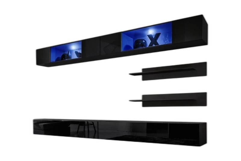 Xlmoebel Wohnwand Sitzzimmermöbel Paket Wohnzimmer Fernsehmöbel Wandregal 6-teilig, (6-St., 1x Wohnwand + 2x TV Ständer + 2x Wandschrank + 2x Wandregal), Hergestellt in Europa von Xlmoebel