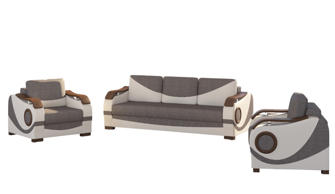 Xlmoebel Wohnzimmer-Set Sofa-Set 3+1+1 mit Schlaffunktion Polstermöbel Couch, (3-St., 3+1+1 Sofas), Hergestellt in Europa von Xlmoebel