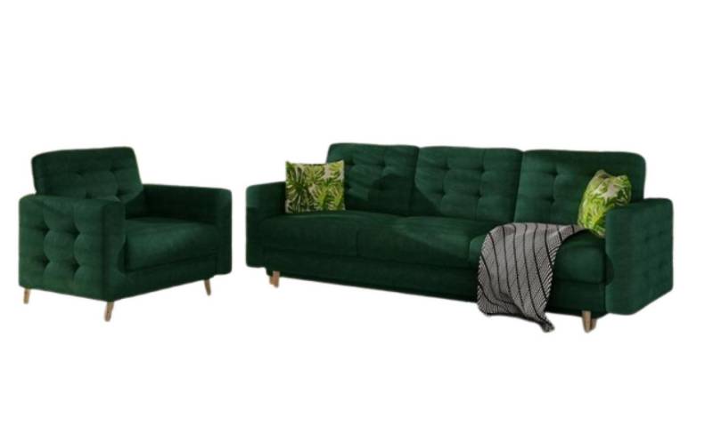 Xlmoebel Wohnzimmer-Set Sofa-Set 3+1 Sitzer Sitzkissen Leder Sofas Couch Polsterung, (2-St., Sofagarnitur 3 + 1 Sitzer), Hergestellt in Europa von Xlmoebel