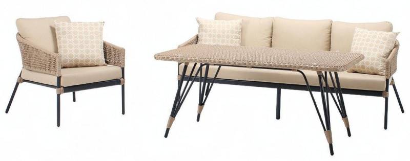 Xlmoebel Gartenlounge-Set Sofa-Set mit einem 3-Sitzer-Sofa einem zeitgemäßen Sessel Set Gruppe, (3tlg Set(Sofa 3 Sitzer+Sessel+Couchtisch), Hergestellt in Europa von Xlmoebel
