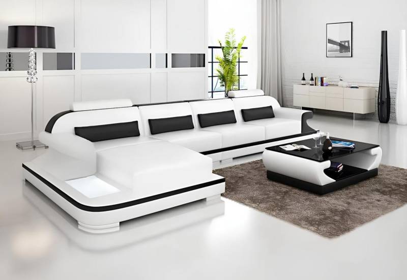 Xlmoebel Polstergarnitur Sofa aus Leder für das Wohnzimmer mit Eckdesign und Polsterung, (Ecksofa L-Form + Couchtisch), Hergestellt in Europa von Xlmoebel