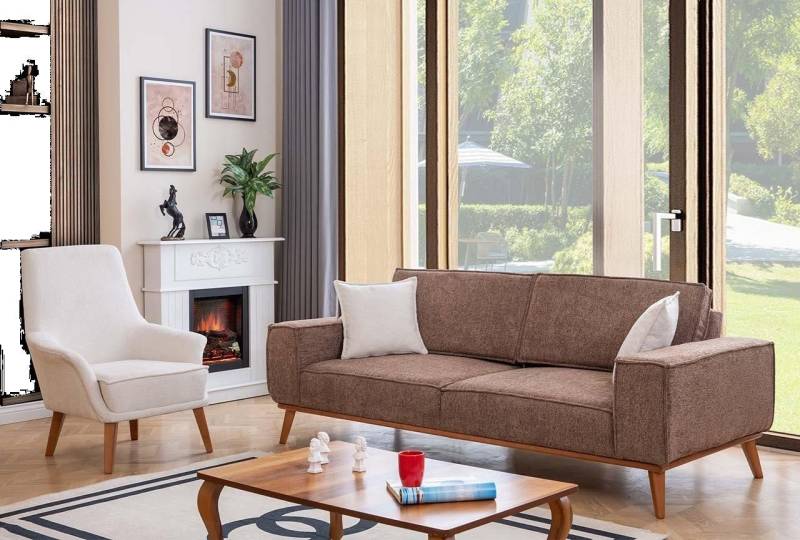 Xlmoebel Polstergarnitur Sofagarnitur mit einem beigen Dreisitzer und einem luxuriösen weißen, (Wohnzimmer-Set 2tlg. (3-Sitzer + Sessel), Hergestellt in Europa von Xlmoebel