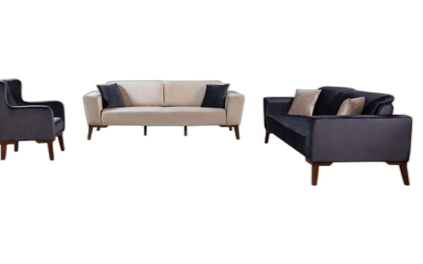Xlmoebel Wohnzimmer-Set Sofaset 3+3+1 Sitzgruppe Designsofa Polstergarnitur Stoff, (3-St., Sofas 2x 3 Sitzer + Sessel), Hergestellt in Europa von Xlmoebel