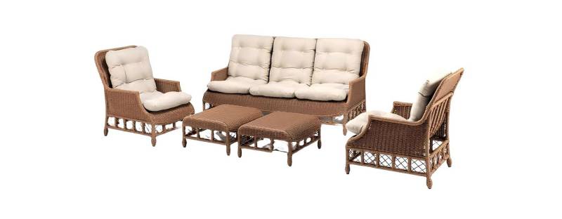 Xlmoebel Gartenlounge-Set Stabiles Rattan-Set für den Garten: 2 Sessel 2 Hocker, (5tlg Set(Sofa 3 Sitzer+2x Sessel+2x Hocker), Hergestellt in Europa von Xlmoebel