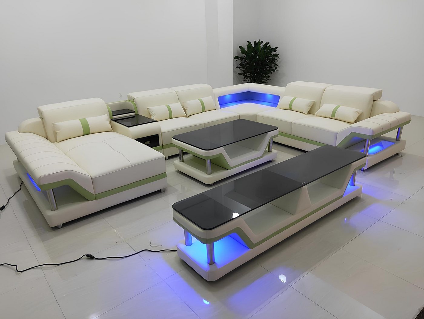 Xlmoebel Wohnzimmer-Set Stilvolles Ecksofa mit modernem Design, Wohnlandschaft, Polstermöbel, (Ecksofa U-Form + Couchtisch + Sideboard), Hergestellt in Europa von Xlmoebel