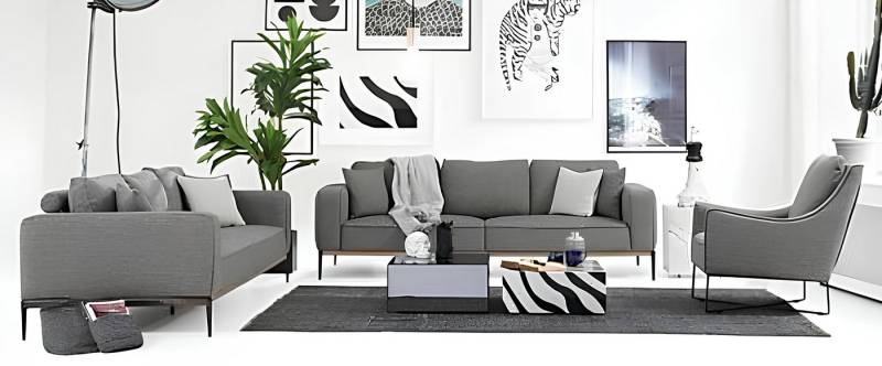 Xlmoebel Polstergarnitur Vollständiges Couch-Set Sofagarnitur 3-Sitzer Stoff grau, (3-tlg., Sofa 3-Sitzer + Sofa 2-Sitzer + Sessel), Hergestellt in Europa von Xlmoebel