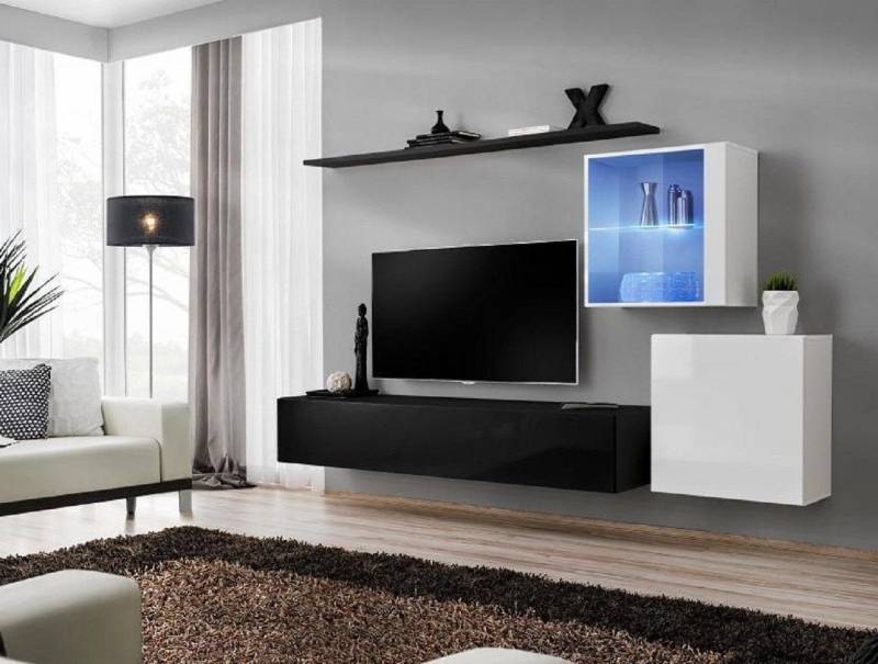 Xlmoebel Wohnwand Wandmöbel 260cm RTV-Anrichte TV-Halter Luxus Wohnzimmereinrichtung, (5-St., 1x Wohnwand + 1x TV Ständer + 2x Wandschrank + 1x Wandregal), Hergestellt in Europa von Xlmoebel