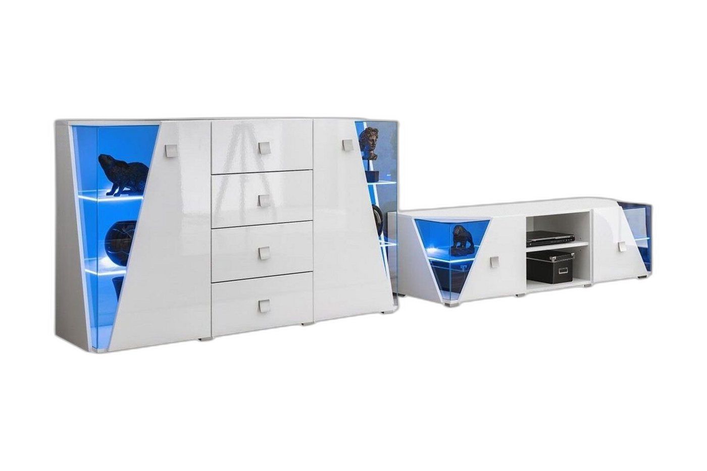 Xlmoebel Wohnzimmer-Set Weißer TV-Schrank Möbel Ensemble Kommode Wohnwand Paket Modern, (2-St., TV-Ständer/Kommode), Hergestellt in Europa von Xlmoebel