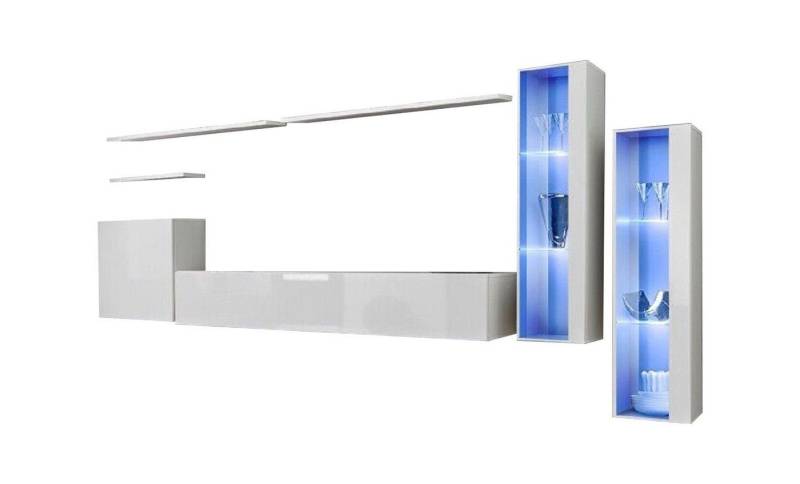 Xlmoebel Wohnwand Weißes Komplett-Wohnzimmer-Set TV-Möbel Stil Luxus-Schrank, (8-St., 1x Wohnwand + 1x TV Ständer + 3x Wandschrank + 3x Wandregal), Hergestellt in Europa von Xlmoebel