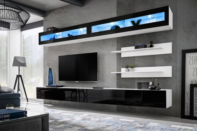Xlmoebel Wohnwand Wohnkombination Set 6 tlg Luxus Wohnzimmer TV-Regal Wandgestaltung, (7-St., Wohnwand + 2x TV Ständer + 2x Wandschrank + 2x Wandregale), Hergestellt in Europa von Xlmoebel