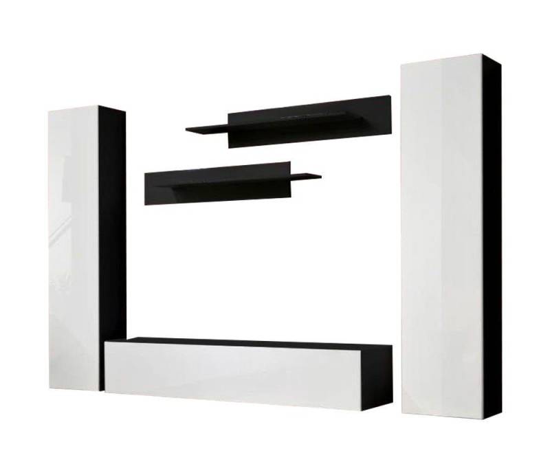 Xlmoebel Wohnwand Wohnkombination Weiß Stil Gestaltung TV-Möbel Holz Wandregal, (6-St), Hergestellt in Europa von Xlmoebel