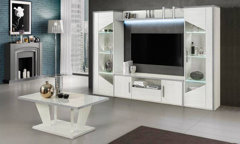 Xlmoebel Wohnzimmer-Set Wohnwand Set 5tlg. Wohnzimmer rtv Vitrine Regal Wandschrank, (5-St., RTV + 2x Vitrine + Couchtisch + Regal), Hergestellt in Europa von Xlmoebel