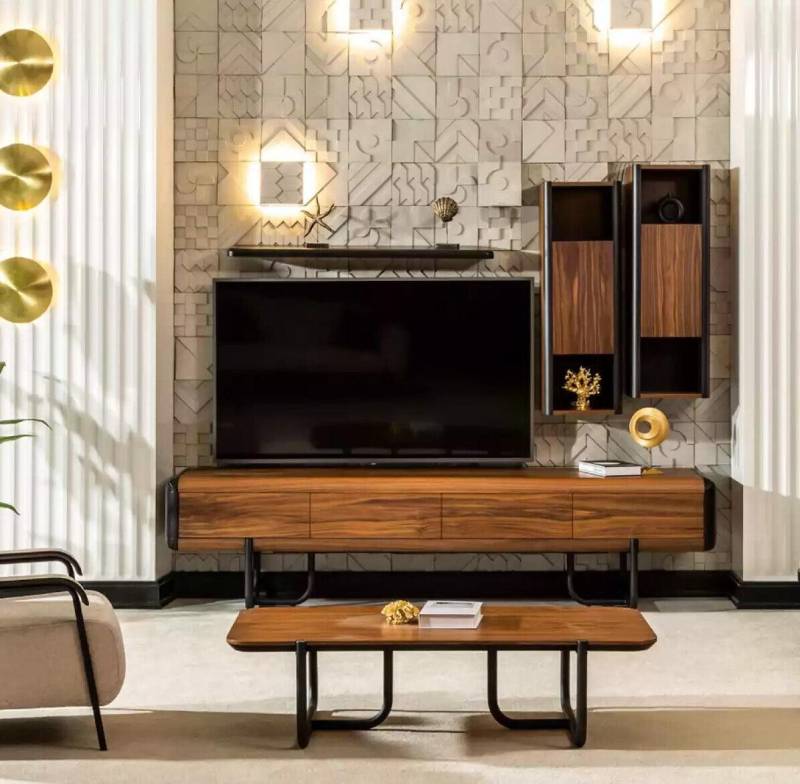 Xlmoebel Wohnzimmer-Set Wohnzimmermöbel Schrank Regale Wohnwände Sideboard Tisch 5-teilig., (5-St., 1x Lowboard + 2x Wandschranke + 1x Wandregal + 1x Couchtisch), Hergestellt in Europa von Xlmoebel