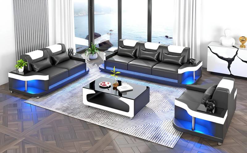 Xlmoebel Wohnzimmer-Set Wohnzimmermöbel-Set mit 3-Sitzer, 2-Sitzer und Einzelsessel, (3-St., Sofa 3+2+1 Sitzer), Hergestellt in Europa von Xlmoebel