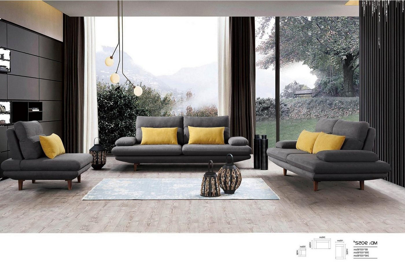 Xlmoebel Wohnzimmer-Set Zeitgemäße Graue Polstermöbel-Set Designer Einrichtung 3+2+1 Sitzer, (3-St., Sofagarnitur 3 + 2 +1 Set), Hergestellt in Europa von Xlmoebel