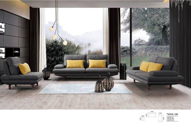 Xlmoebel Wohnzimmer-Set Zeitgemäße Graue Polstermöbel-Set Designer Einrichtung 3+2+1 Sitzer, (3-St., Sofagarnitur 3 + 2 +1 Set), Hergestellt in Europa von Xlmoebel