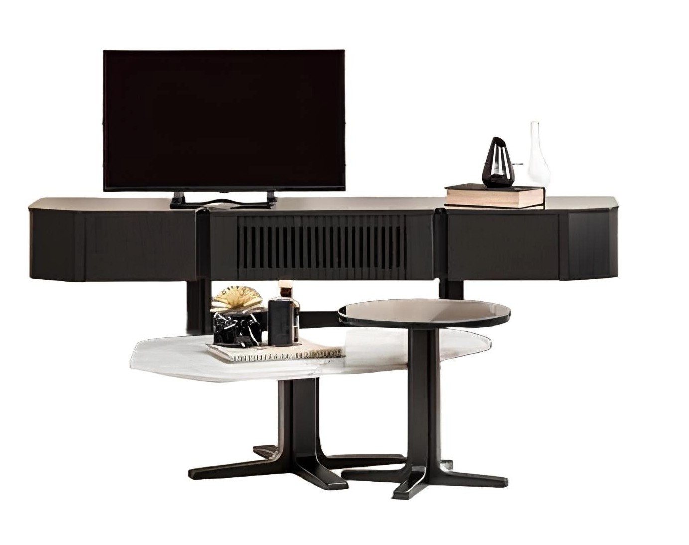 Xlmoebel Wohnzimmer-Set Zeitgemäße Wohnzimmer Vollausstattung mit Stoffcouches, Beistelltisch, (Beistelltisch), Hergestellt in Europa von Xlmoebel