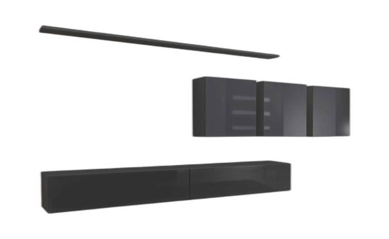 Xlmoebel Wohnzimmer-Set Zeitgenössisches Grau TV-Möbel Designer Sideboard Holzstücke, (8-St., Wohnwand, 2x TV Ständer, 3x Wandschrank, 2x Wandregal), Hergestellt in Europa von Xlmoebel