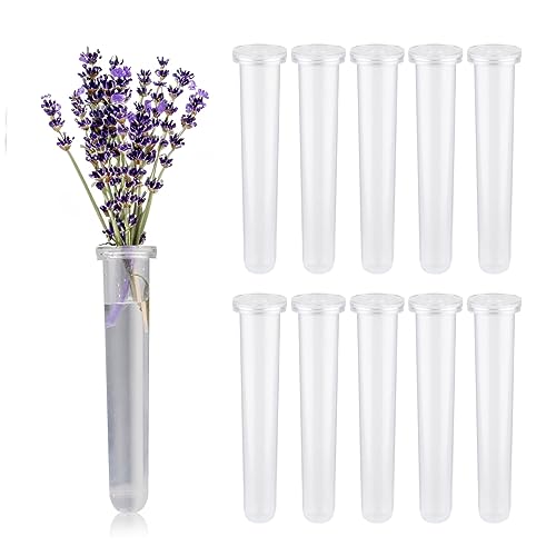 Blumenreagenzglas-Set, 10-teiliges Blumenwasser-Reagenzglas, Blumenwasser-Reagenzglas mit Deckel, wiederverwendbares und langlebiges Blumenreagenzglas, klares Kunststoff-Blumenreagenzglas mit Deckel von Xlqyb