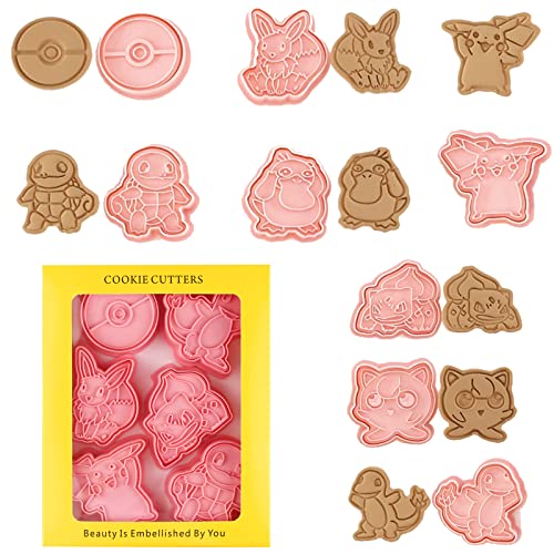 Cartoon Ausstechform, Kinder Keksausstecher Set, 3D Plätzchen Ausstecher Kunststoff, 8 Stück Keksausstecher Set, Kinderkekse Kinderkuchen Cartoon Form von Xlqyb