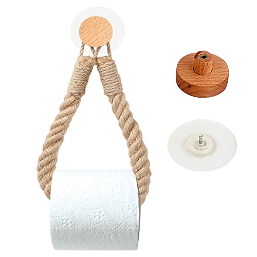 Toilettenpapierhalter Jute Seil kreativen Vintage Handtuchhalter Toilettenpapierhalter industrielle Seil kein Loch Stanze Massivholz Haken für Bad Küche Waschküche Schrank von Xlqyb
