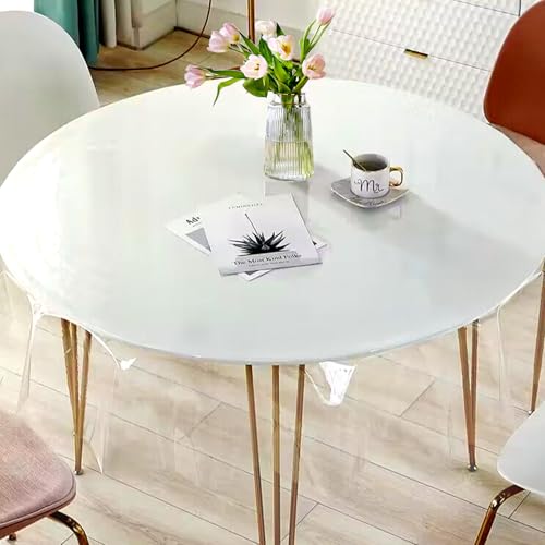 Xmart Tischdecke Transparent 120cm Runden Durchsichtige Tischdecke Wasserdicht ölbeständig und Kratzfest PVC Tischdecke Transparent Geeignet fur den Esstisch im Büro im Freien Tischschutz von Xmart