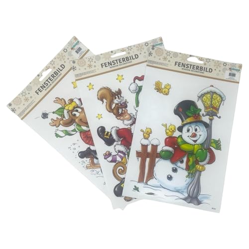 Weihnachtliche Fensterbilder 3er Set – Rentier, Weihnachtsmann & Schneemann – 28,5 x 21 cm – Winter Deko für Fenster, Tür & Glas – Selbsthaftend & Wiederverwendbar Weihnachtliche Fensterbilder 3er Set – Rentier, Weihnachtsmann & Schneemann – 28,5 x 21 cm – Winter Deko für Fenster, Tür & Glas – Selbsthaftend & Wiederverwendbar von Xmas and more