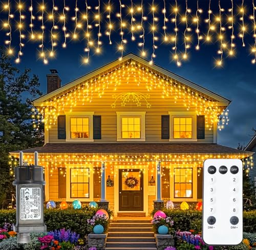XmasBokeh Eiszapfen Lichterkette Außen 10 m mit 400 LEDs, Eisregen Effekt, Weihnachtsbeleuchtung für Balkon Dach Fenster, Warmweiß XmasBokeh Eiszapfen Lichterkette Außen 10 m mit 400 LEDs, Eisregen Effekt, Weihnachtsbeleuchtung für Balkon Dach Fenster, Warmweiß von XmasBokeh
