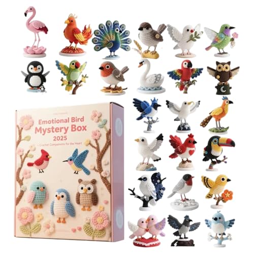 Emotional Bird Box Adventskalender 2025, 24 Tage Häkelpuppen Weihnachts Countdown Kalender Mit Garn Und Häkelnadel, Handgefertigte Häkelsets WeihnachtsKalender Für Bastler Und Anfänger von Xmccvt