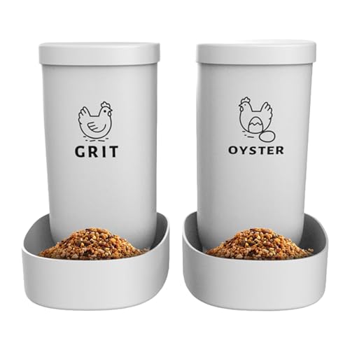 Hühnerfutterautomat,2-Teiliger Automatischer Futterautomat Für Enten Küken - Stall Fütterung Geflügelzubehör für Grit Austernschale Outdoor Katzen,Hof Hinterwand Bauernhof Kaninchen Katzen Enten Vöge von Xmccvt