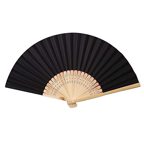 Xmiral Faltfächer Handfächer Papier Fans Papierhand Folding Fan Einfarbig Kunststoff Vintage Handfächer(Schwarz) von Xmiral