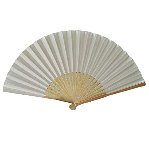 Xmiral Faltfächer Handfächer Papier Fans Papierhand Folding Fan Einfarbig Kunststoff Vintage Handfächer(Weiß) von Xmiral