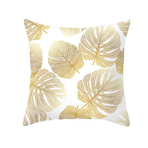 Xmiral Kissenbezüge Kissenhüllen Polyester Golden Blätter Drucken Pillowcase 45cmx45cm(D) von Xmiral