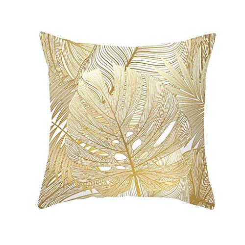 Xmiral Kissenbezüge Kissenhüllen Polyester Golden Blätter Drucken Pillowcase 45cmx45cm(P) von Xmiral