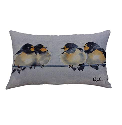 Xmiral Kissenbezüge Kissenhüllen Vogel Drucken Baumwollmischung Kopfkissenbezug 30cmx50cm(Q) von Xmiral